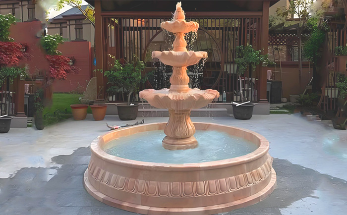 大理石層層噴泉——水韻天成，演繹自然與藝術(shù)的交響曲