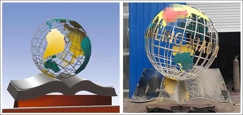 不銹鋼地球，景觀地球雕塑，學校地球儀擺件