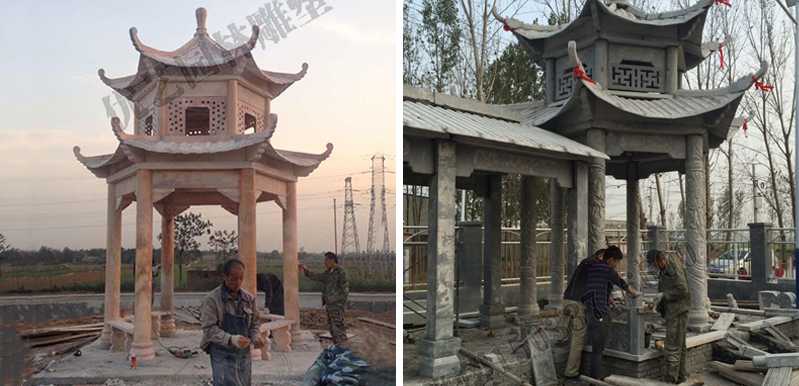 中式大理石涼亭安裝，石雕景觀亭子工廠，中式?jīng)鐾S家