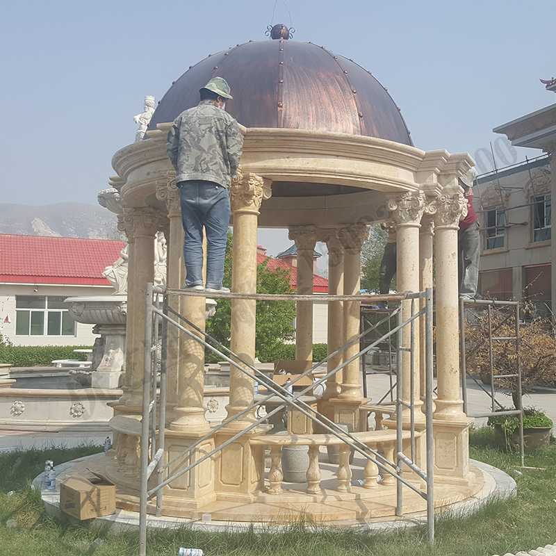 歐式大理石涼亭，石雕柱子亭子，石材景觀涼亭