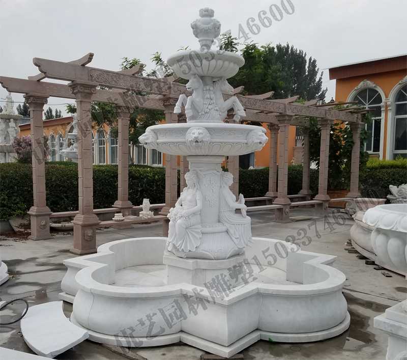 大理石噴泉，歐式人物動(dòng)物噴泉，室外景觀噴泉定制