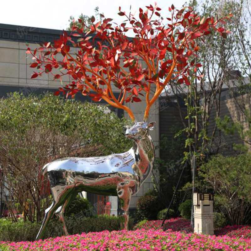 不銹鋼鹿，不銹鋼雕塑，不銹鋼鹿定制