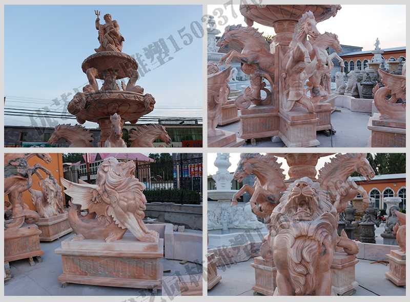 大理石景觀噴泉，石雕噴泉廠家，歐式人物動物噴泉