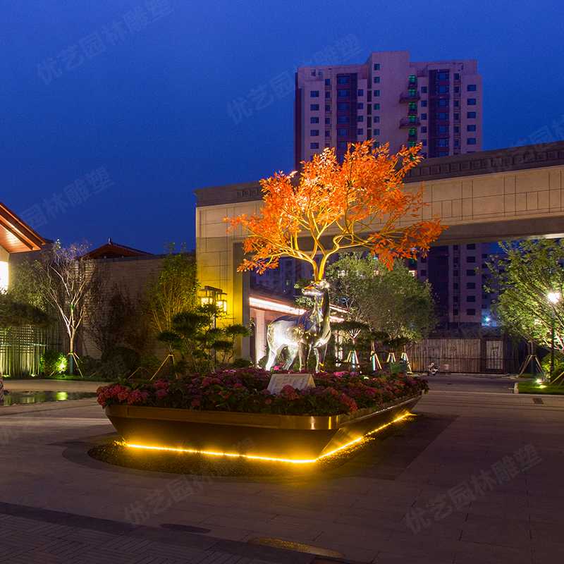 不銹鋼鹿，不銹鋼雕塑廠家，定制不銹鋼雕塑