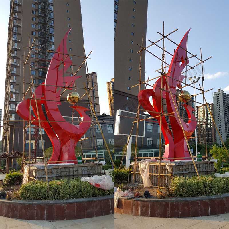 大型不銹鋼景觀雕塑，室外大型景觀雕塑，廣場不銹鋼標(biāo)志