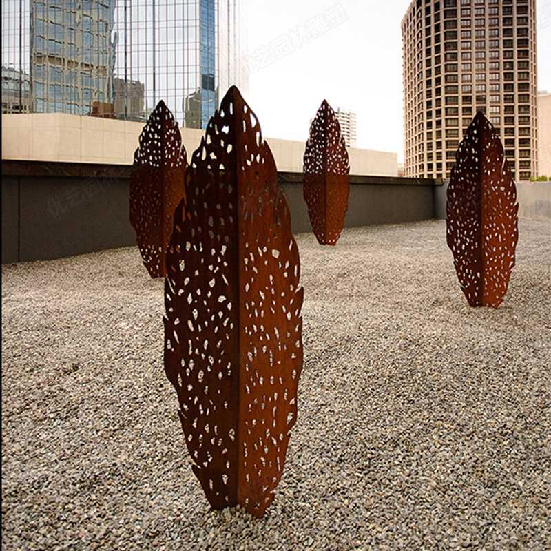 耐候鋼雕塑，耐候鋼樹葉雕塑